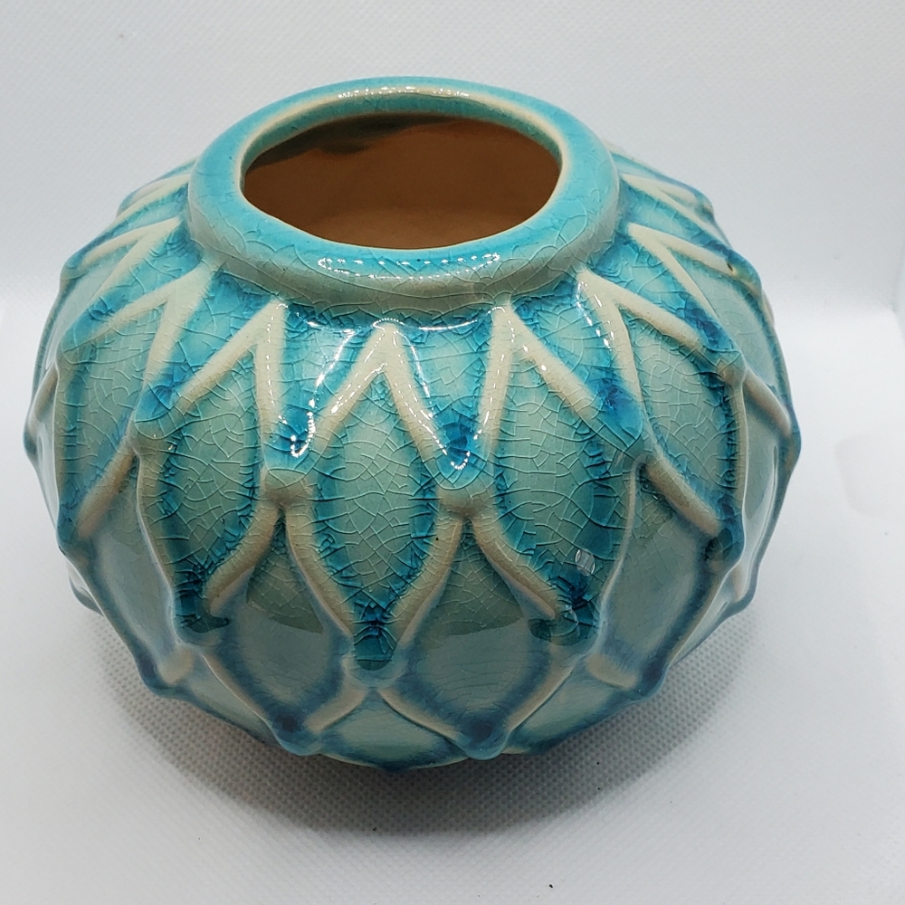 Blue Ceramic Round Vase from Grassland Roads